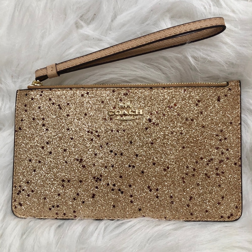Coach Gold Star Glitter Wristlet Wallet